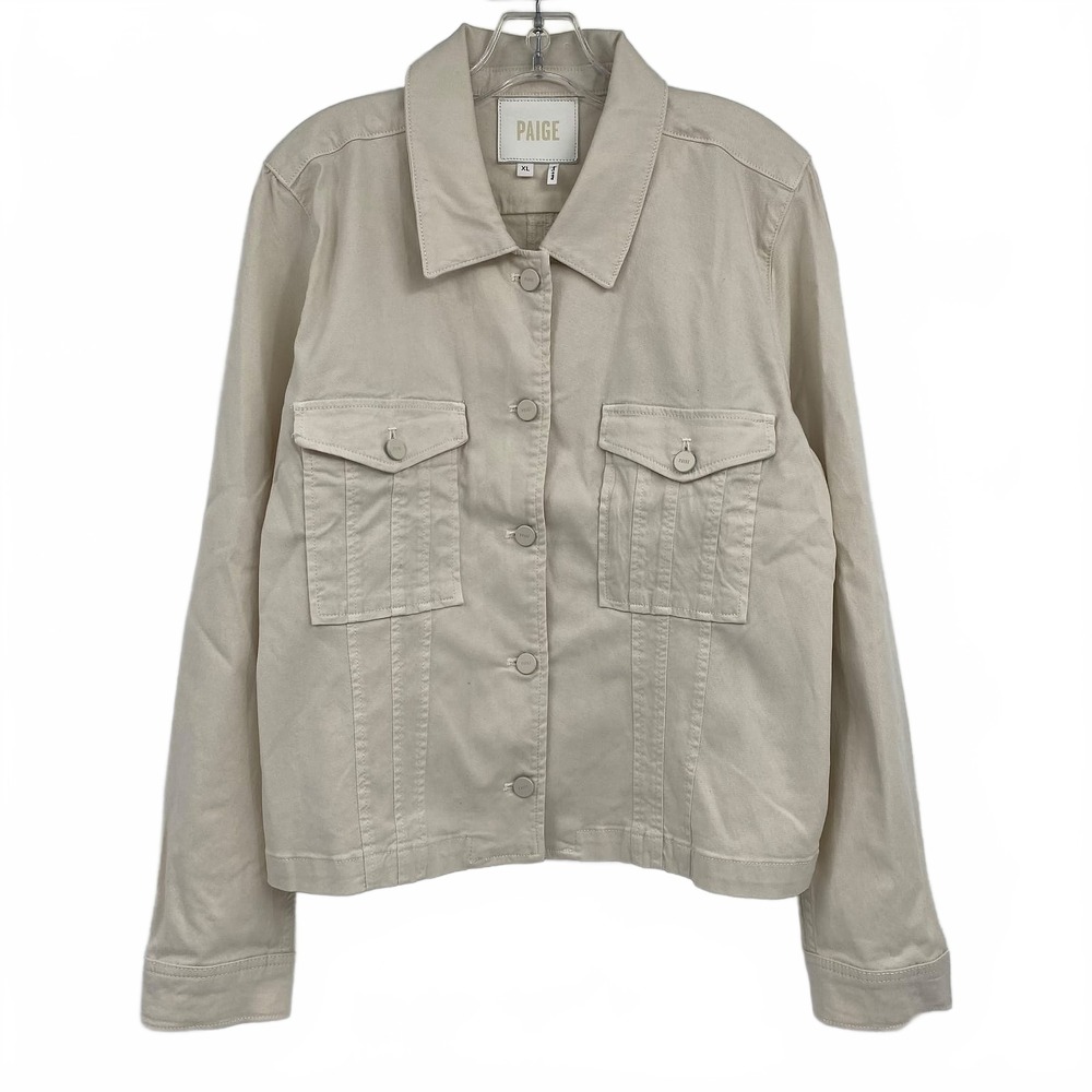 PAIGE Beige Denim Jacket Button Up | Womens XL